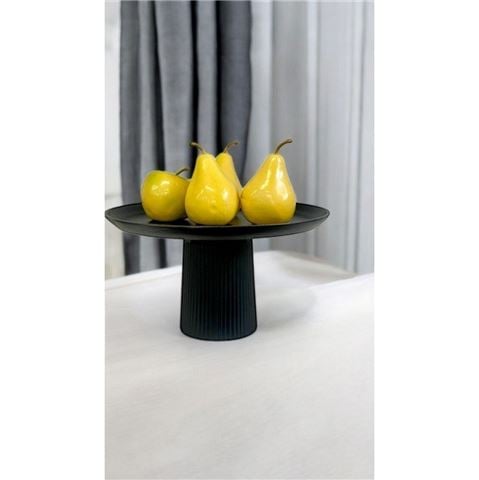 Flair Decor - Black Munro Cake/Fruit Stand Ridged 39x22cm