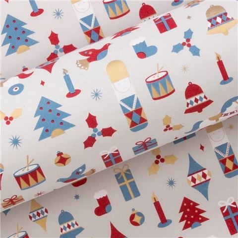 Vandoros - Drummer Boy Wrapping Paper Blue/Red 76cm x 2.5m
