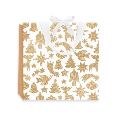 Vandoros - Adorn Luxe Gift Bag White/Gold Large 33cm