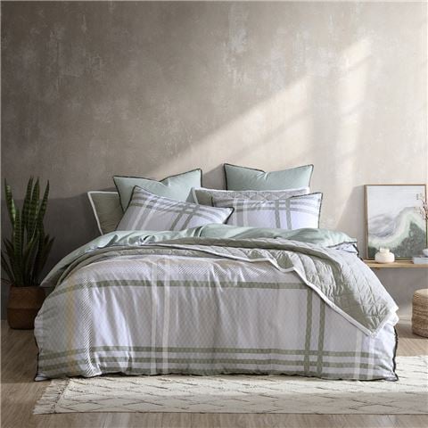 Logan & Mason - Yarmouth Sage Quilt Cover Set Queen 3pce