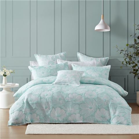 Logan & Mason - Poppi Aqua Quilt Cover Set King 3pce