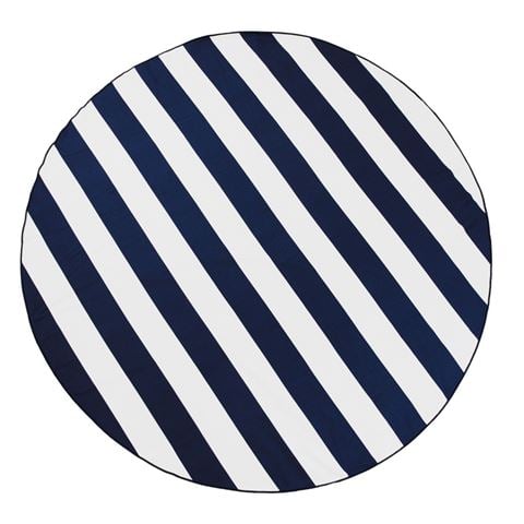 Ardor - Mira Navy Stripe Sand-Free Round Beach Towel 160cm