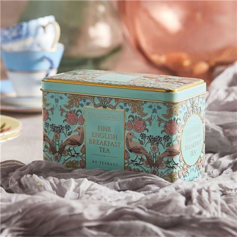 New English Teas Limited - Song Thrush Tin Mint w/40 English Breakfast Tea Bags 80g