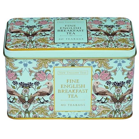 New English Teas Limited - Song Thrush Tin Mint w/40 English Breakfast Tea Bags 80g
