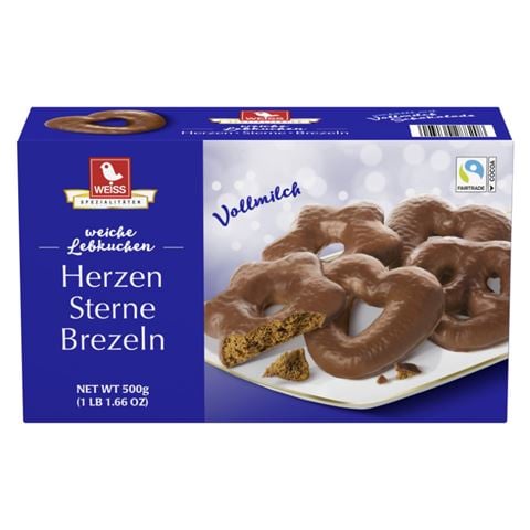 Weiss - Chocolate Covered Gingerbread Stars & Pretzels 500g
