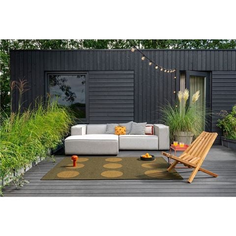 Brink & Campman - Habitat Festival Dots Outdoor Rug Olive Green 200x140cm