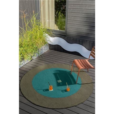 Brink & Campman Habitat Festival Round Outdoor Rug Aqua 150cm - Peter's of Kensington