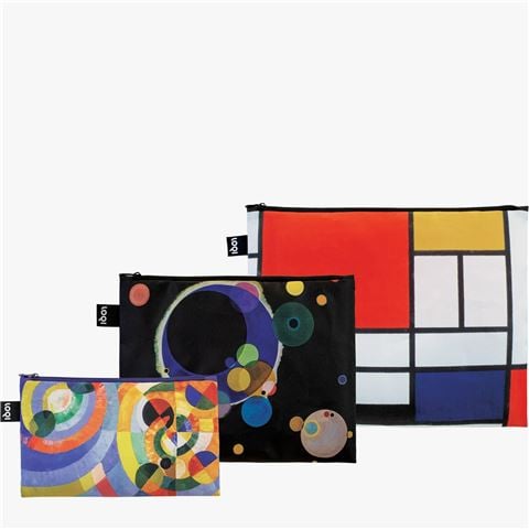 LOQI - Delaunay Kandinsky Mondrian Recycled Zip Pocket Set 3pce