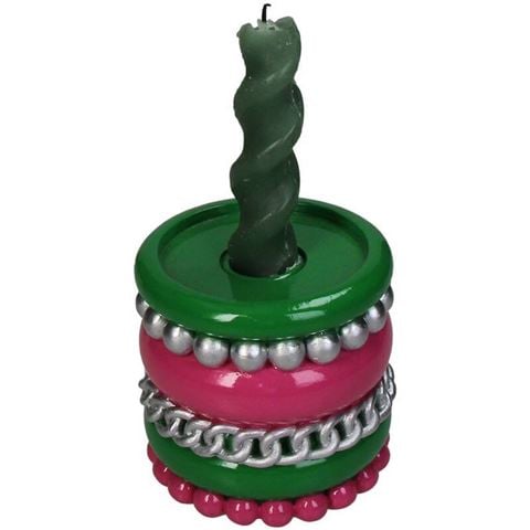 Kersten Bracelet Candle Holder Pink, Green & Silver 9.8cm - Peter's of Kensington
