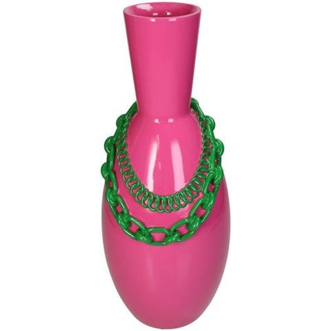 Kersten - Necklace Vase Pink/Green Chains 35.5cm