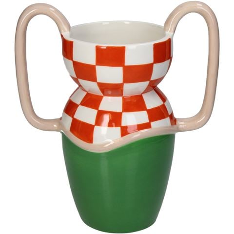 Kersten Checkerboard Vase Green 23.5cm - Peter's of Kensington