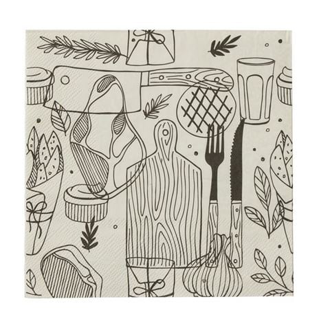 Coast To Coast - Barbecue 3-ply Napkin Set Black/White 33cm 20pce