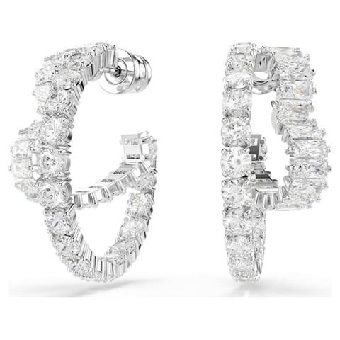Swarovski Jewellery - Matrix Hoop Earrings w/Hearts & Rhodium Plate White