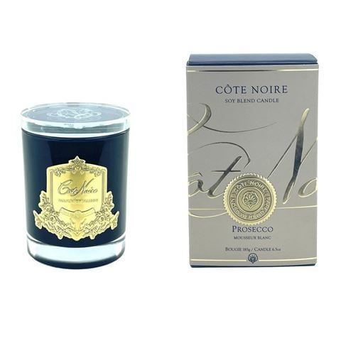 Cote Noire - Prosecco Candle w/Gold Crest & Crystal Glass Lid 185g