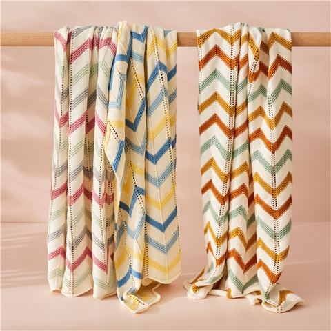 Jiggle & Giggle - Zig-Zag Knit Blanket Blue/Yellow