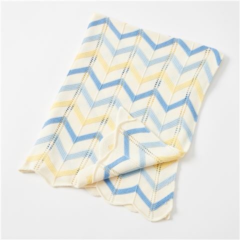 Jiggle & Giggle - Zig-Zag Knit Blanket Blue/Yellow