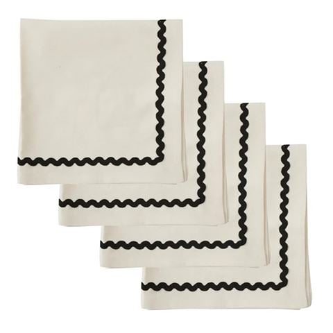 Coast To Coast - Orla Cotton Napkin Ivory/Black Set 4pce