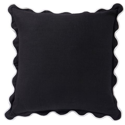 Paloma - Linen Scallop Cushion Black 55x55cm