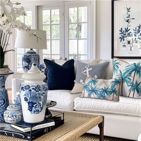 Paloma - Palmy Blue Isle Cushion 30x50cm