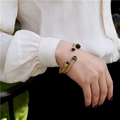 Halcyon Days - Hammered Black & Gold Torque Bangle