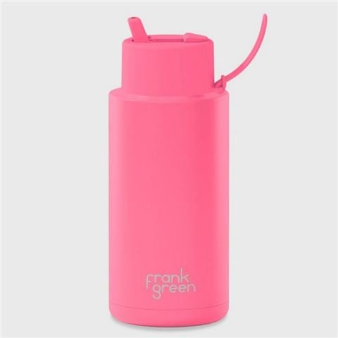 Frank Green - L.E. Ceramic Reusable Bottle w/Flip Straw Lid Bubblegum Blast 1L
