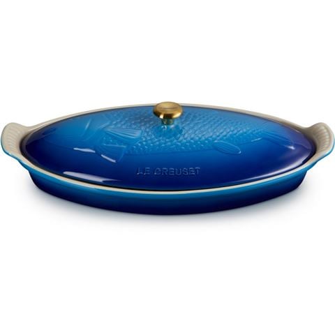 Le Creuset Stoneware Heritage Fish Baker Azure Blue 1.6L - Peter's of Kensington