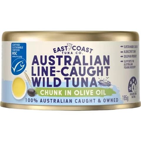 East Coast Tuna Co - Australian Line Caught Wild Tuna Chunk In Olive Oil 185g
