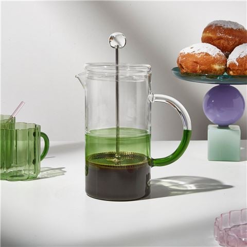 Fazeek - Two Tone Coffee Plunger Clear & Green 1.1L