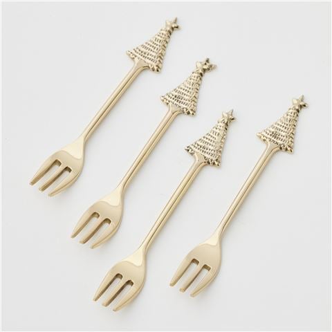 Christmas - Enchanted Forest Fork Set Brass/Gold-Tone 4pce