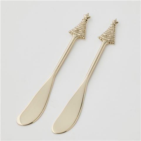 Christmas - Enchanted Forest Spreader Knife Set Brass/Gold-Tone 2pce
