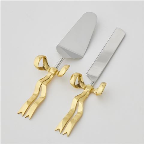 Christmas - Bowtiful Cake Server Set Brass/Stainless Steel 2pce
