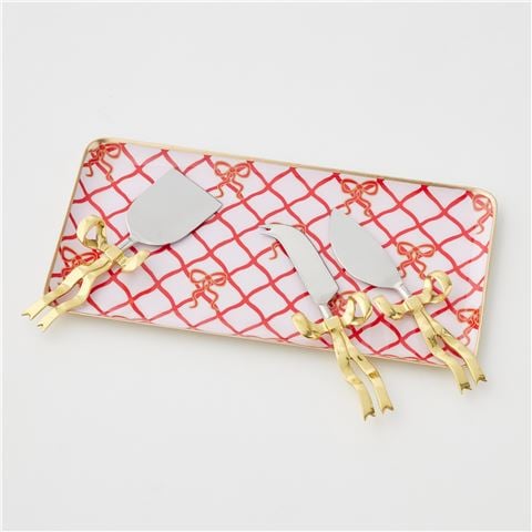 Christmas - Bowtiful Cheese Knife Set Brass/Stainless Steel 3pce