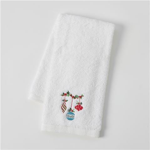 Christmas - Season's Greetings Hand Towel Sparkling Ornaments