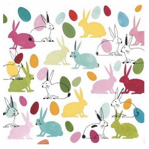 Paper Products Rabbits & Eggs Cocktail Napkin Set 25x25cm 20pce - Peter's of Kensington