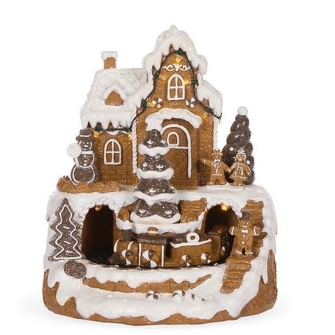 Christmas - LED Piped Gingerbread Village w/Train 23cm