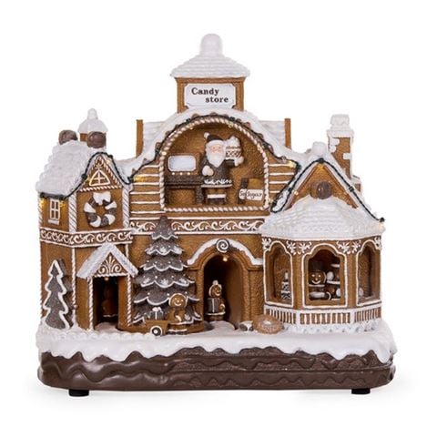 Christmas - Piped LED Musical Gingerbread Village