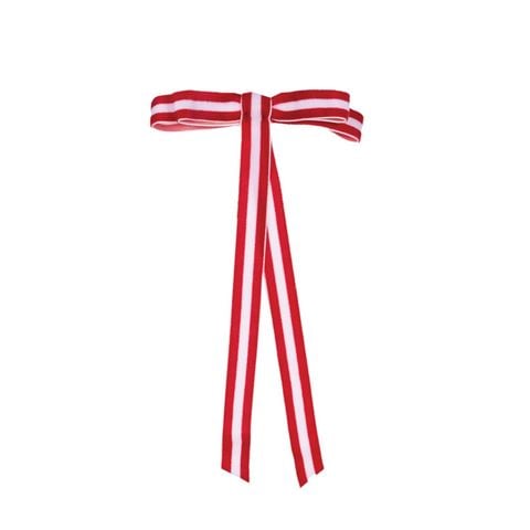 Christmas - Red and White Stripe Bows 6pce