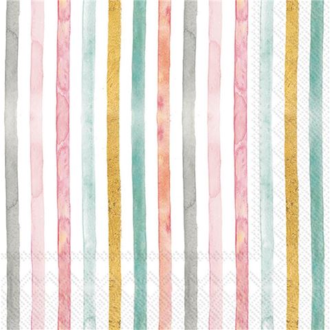 IHR - Flamingo Fever Stripe Lunch Napkin Set Rose 20pce