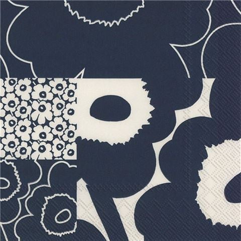 Marimekko - Unikko Kollaasi Dark Blue Lunch Napkin 20pce
