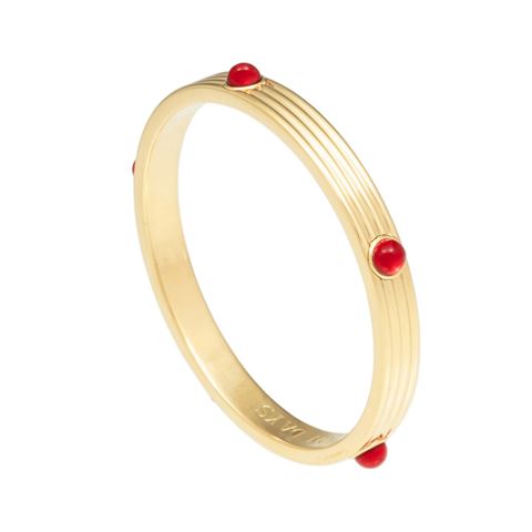Halcyon Days - Ribbed Cabochon Ruby & Gold-Toned Bangle