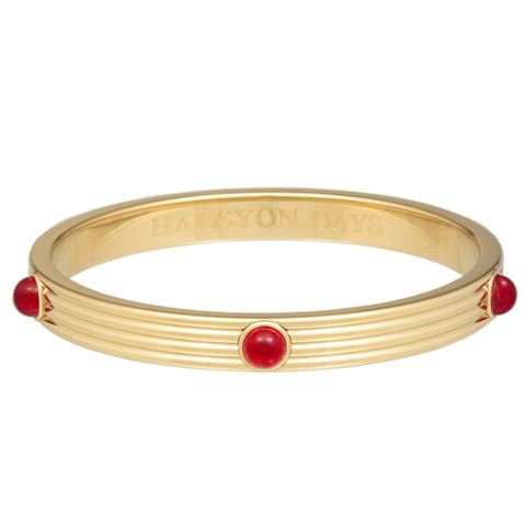 Halcyon Days - Ribbed Cabochon Ruby & Gold-Toned Bangle