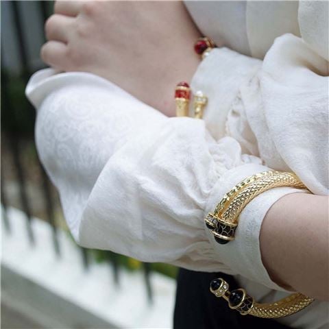 Halcyon Days Salamander Torque Black & 18k Gold-Plated Bangle - Peter's of Kensington