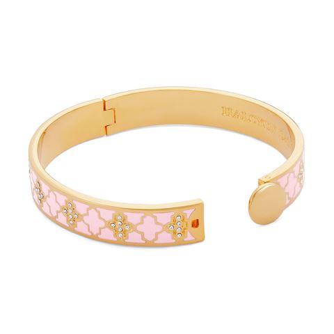 Halcyon Days - Agama Sparkle Bangle Pink & Clear 18k Gold-Plated Hinged Bangle