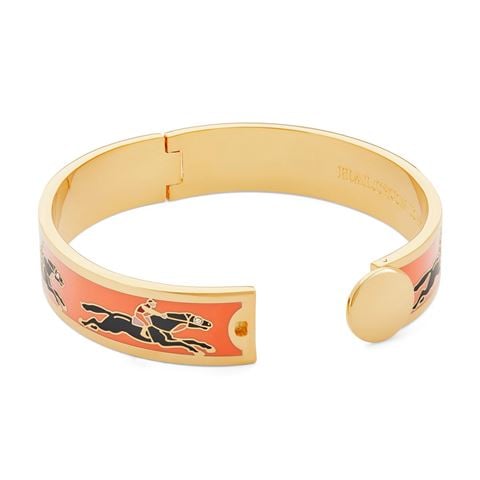 Halcyon Days - Race Horse Hinged 18k Gold-Plated Bangle Orange & Black