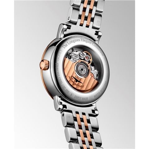 Longines - Elegant Auto. Watch S/Steel & 18k Pink Gold 29mm L43105127