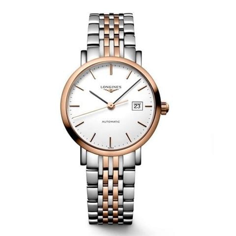 Longines - Elegant Auto. Watch S/Steel & 18k Pink Gold 29mm L43105127
