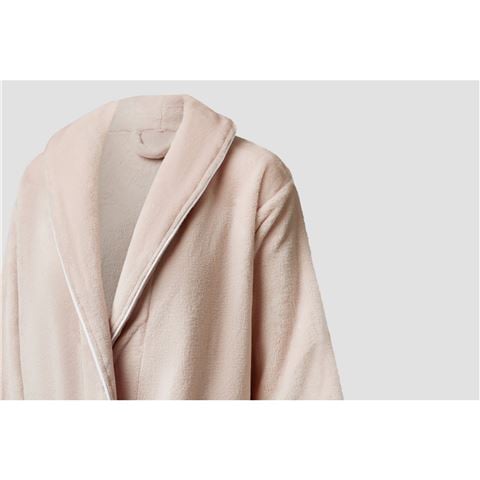 Brogo - Luxe Supersoft Micro Mink Bathrobe w/Piping Blush/White Small/Medium