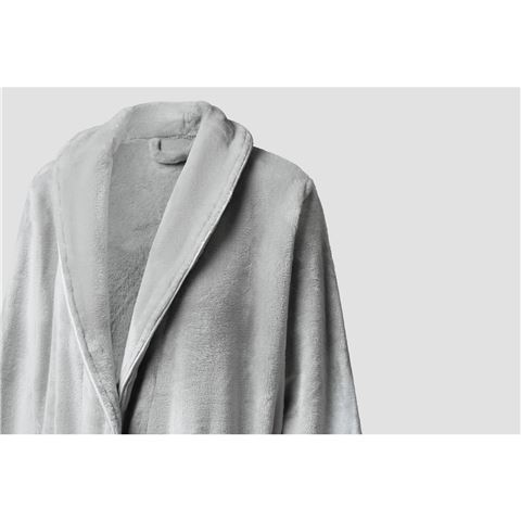 Brogo - Luxe Supersoft Micro Mink Bathrobe w/Piping Dove/White Small/Medium