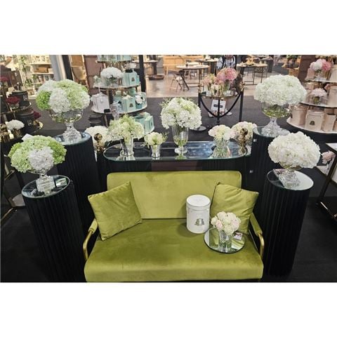 Cote Noire Grand Summer Hydrangeas w/Vase White Silver Crest - Peter's of Kensington