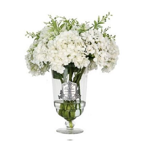 Cote Noire Grand Summer Hydrangeas w/Vase White Silver Crest - Peter's of Kensington